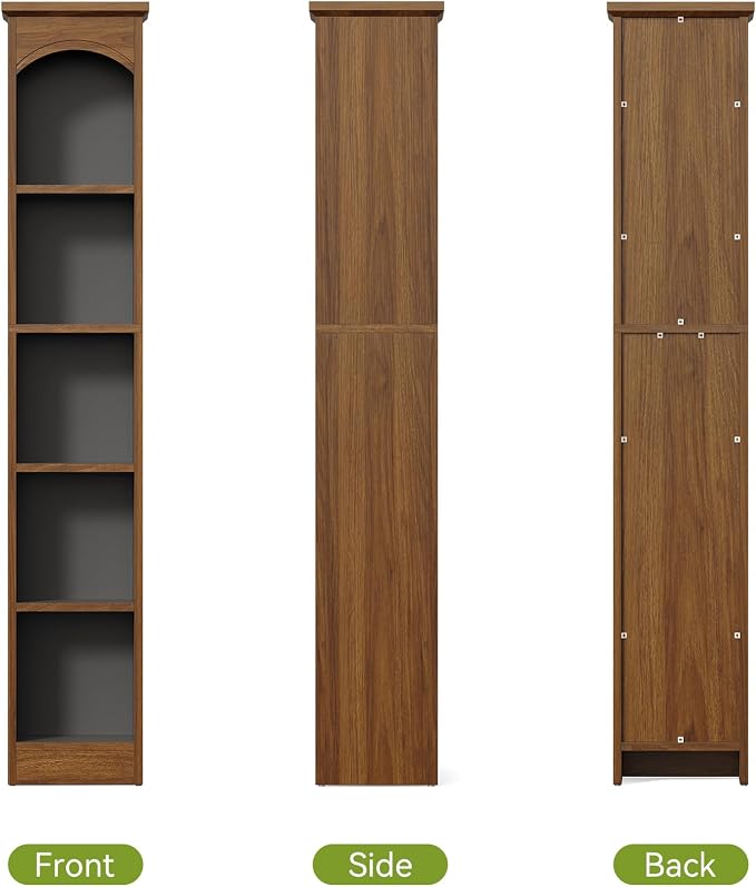 LITTLE TREE 70.9" Tall Bookshelf, 5-Tier Open Bookcase with Cubes, Bookshelf with Storage Space, Freestanding Narrow Bookcase for Home Office, Brown, 1 Pack