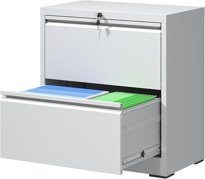 Locking Filing Cabinet with 2 Drawer Heavy Duty Large Metal Cabinets Home Office Lateral File Cabinets Wide Steel Cabinet for Legal/Letter Size File,Assembly Required