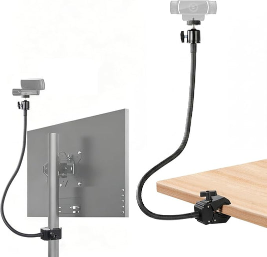 Webcam Stand Mount, Flexible Gooseneck Webcam Arm Stand with Desk Camera Mount Clip Clamp for Logitech C922 C930e C920S C920 C615 C960 C920x Brio 4K NexiGo N60 and More