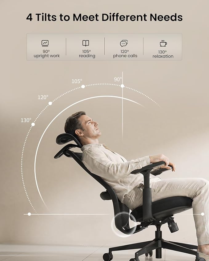 ProtoArc EC200 Ergonomic Office Chair, High-Back Mesh with Lumbar Support & Adjustable Seat Depth – Home Office Ergo Desk Chair Long-Hours Sitting for Remote Workers, Programmers - Pure Black | Lumbar Support, High-Back, Mesh Desk Chair, Home Office 8+...
