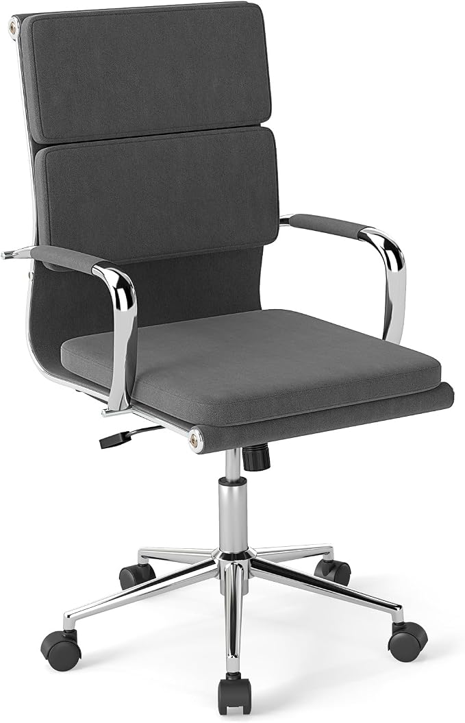 COSTWAY Ergonomic Office Chair, High Back Desk Chairs with Armrests, Comfy Lumbar Support, Rocking Function, Swivel Executive Computer Chair for Home Office, Grey