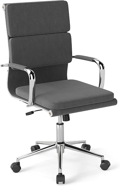 COSTWAY Ergonomic Office Chair, High Back Desk Chairs with Armrests, Comfy Lumbar Support, Rocking Function, Swivel Executive Computer Chair for Home Office, Grey
