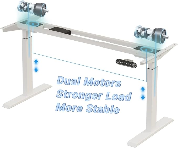 Dual Motor 63x30 Height Adjustable Electric Standing Desk,Height Stand Up Computer Desk,Sit and Stand Home Office Desk with Splice Board(Oak+White Top, White Frame)