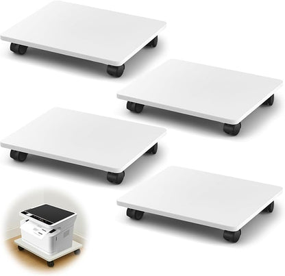 Beeveer 1 Pcs Office Under Desk Printer Stand with 4 Caster Wheels 13.8 x 11.8 Inches White Movable Printer Copier Shelf CPU Holder for Home Office Heavy Duty Storage Rack Scanner Fax Machine