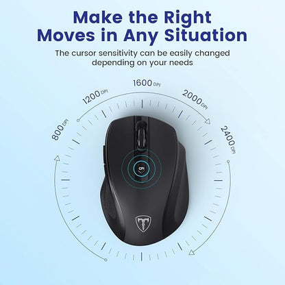 HOTWEEMS Wireless Mouse, D-09 Computer Mouse USB Cordless Mice for Laptop, Ergo Grips, Lightspeed 5-Level 2400 DPI, 16 Months Battery, Portable for PC Mac Chromebook (2Pack)