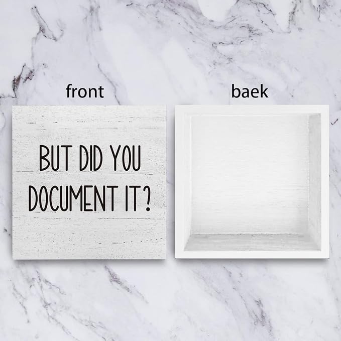 mmiishe Office Decor But Did You Document It Wooden Box Sign Decorative Funny Office Wood Box Sign Home Rustic Farmhouse Office Decor accessories farewell gifts for coworkers 6 x 6 Inches