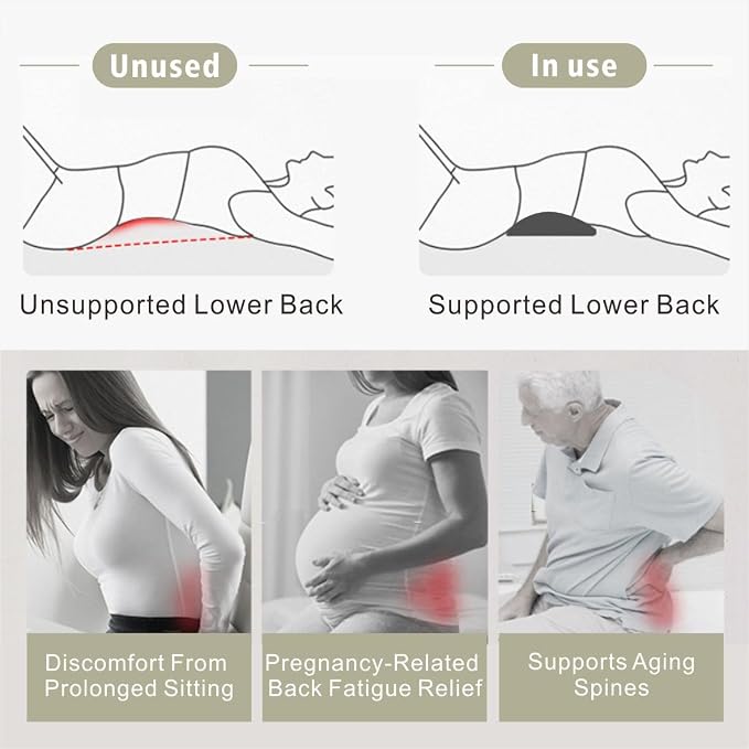 Lumbar Support Pillow for Office Chair, Ergonomic Memory Foam Back Cushion for Lower Back Support, Breathable Mesh Lumbar Cushion for Car Seat, Desk Chair & Long Sitting Relief