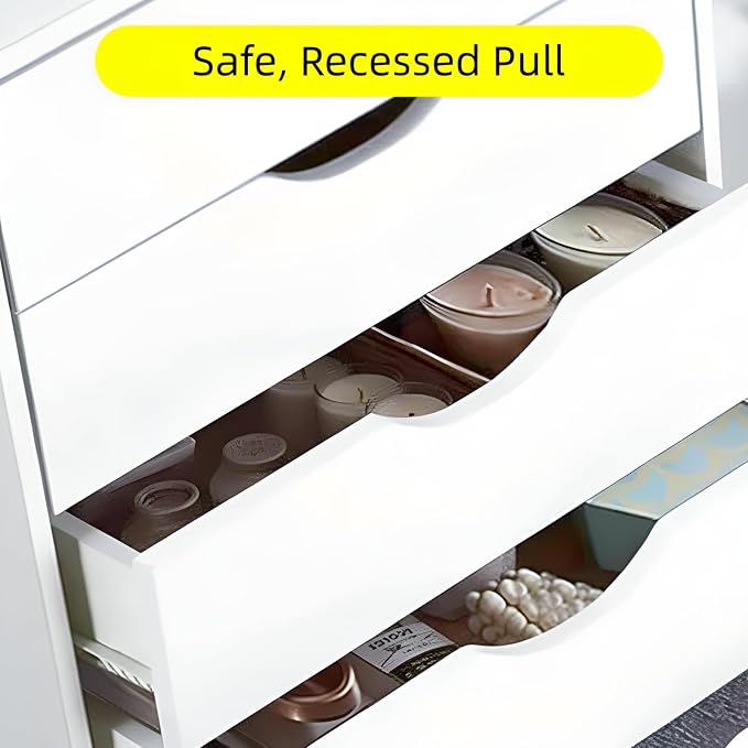 TUSY Mobile File Cabinet, 5-Drawer Storage Cabinet, Vertical Rolling Storage Organizer Chest with Wheels & Anti-Tip Kit, for Home Office, Craft Room, Bedroom, White