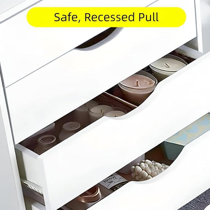 TUSY Mobile File Cabinet, 5-Drawer Storage Cabinet, Vertical Rolling Storage Organizer Chest with Wheels & Anti-Tip Kit, for Home Office, Craft Room, Bedroom, White