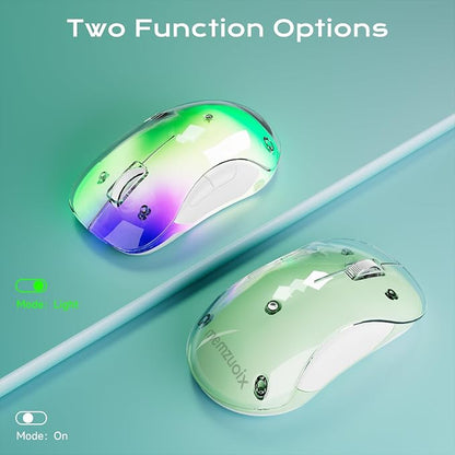 memzuoix 2.4G LED Wireless Mouse, Rechargeable Ergonomic Mouse with Detachable Cover, 1400 DPI Portable Optical Computer Mouse with USB Receiver for Laptop, PC, Desktop and MacBook, 5 Buttons-Green