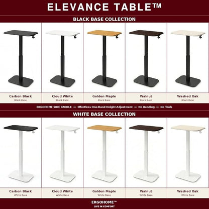 Elevance Height Adjustable Side Table, Black Base, Walnut Top | Sofa Laptop Table for Couch & Bed | Small C-Shape End Table for Home or Office