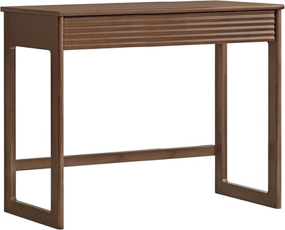 Walnut Finish Solid Wood Desk, Small Writing Desk Home Office Computer Desk for Small Spaces Study Bedroom Work 31.49" W