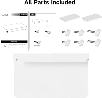 Suptek 17-Inch Clamp-On Corner Desk Connector Platform for Mounting Under-Desk Keyboard Trays on L-Shaped Desks, White, DESKEX01W