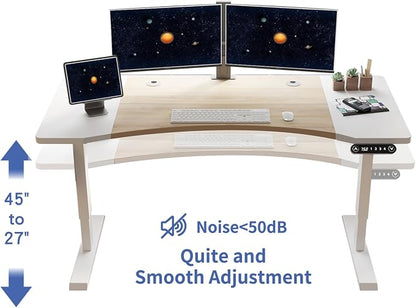 63 Inch Dual Motor Electric Standing Desk, Height Adjustable Sit Stand Desk with Memory Control and Spacious Desktop for Home Office