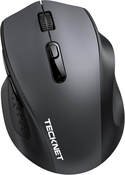 TECKNET Wireless Mouse for Laptop, (BT5.2/3.0 & 2.4G) Bluetooth Wireless Mouse, Silent Click, 5-Level Adjustable DPI, Ergonomic Portable Computer Mice for Laptop, PC, MacBook, Chromebook