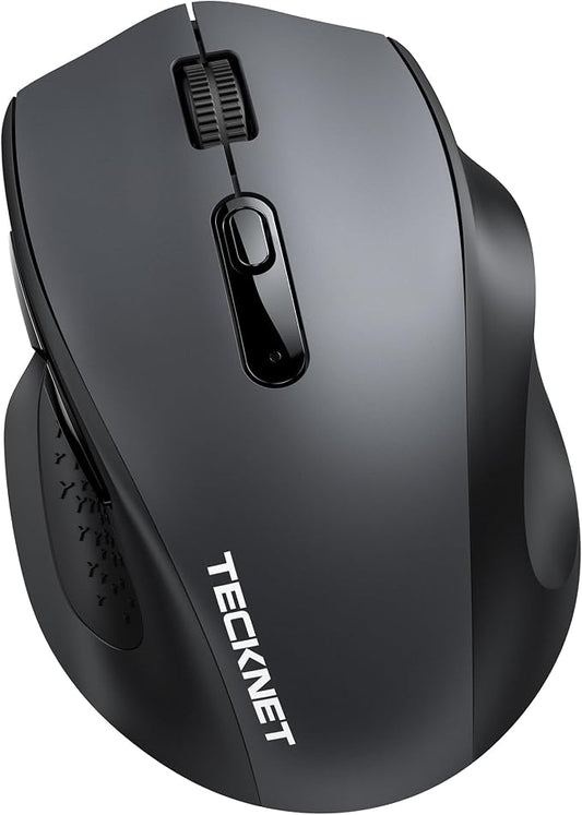 TECKNET Wireless Mouse for Laptop, (BT5.2/3.0 & 2.4G) Bluetooth Wireless Mouse, Silent Click, 5-Level Adjustable DPI, Ergonomic Portable Computer Mice for Laptop, PC, MacBook, Chromebook