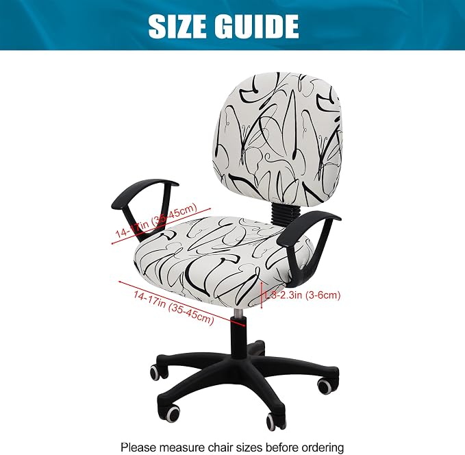 Smiry Stretch Printed Office Computer Chair Covers, Universal Washable Removable Desk Rotating Chair Slipcovers Protector, Seat + Backrest Cover - Beige and Black