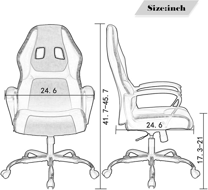 Ergonomic Office Chair Cheap Desk Chair PC Gaming Chair Rolling PU Leather Swivel Chair Executive Computer Chair Lumbar Support for Women, Men(Blue)