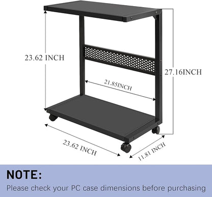 Bfttlity Large PC Stand Computer Tower Stand 2-Tier Metal CPU Holder with Locking Caster Wheels Suitable for Most PC (XL, Black)