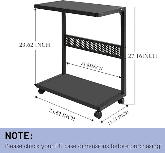 Bfttlity Large PC Stand Computer Tower Stand 2-Tier Metal CPU Holder with Locking Caster Wheels Suitable for Most PC (XL, Black)