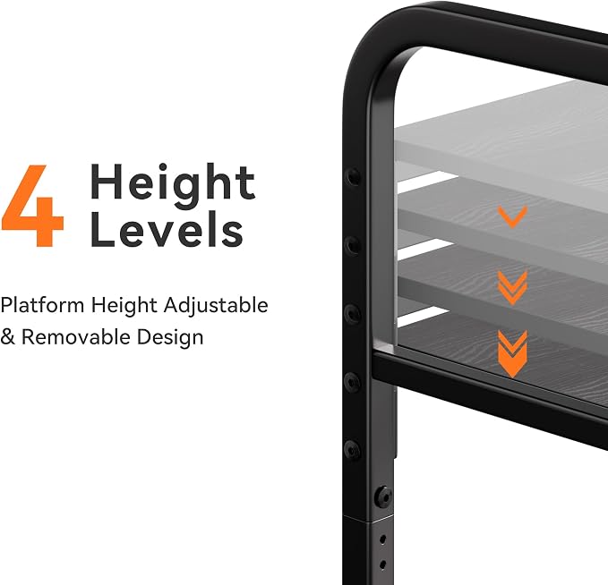 niffgaff 2 Tier Under Desk Printer Stand with Storage, 22" Rolling Printer Cart with Lockable Wheels, Height Adjustable Shelf for Home Office, Black