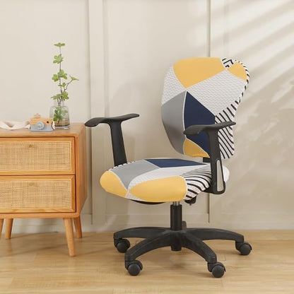Jinzio Computer Office Chair Cover - Split Protective & Stretchable Cloth Polyester Universal Desk Task Chair Chair Covers Stretch Rotating Chair Slipcover (Navy Dandelion)