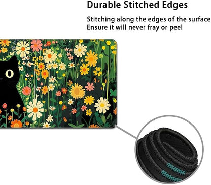 Desk Mat, Large Gaming Mouse Pad with Wrist Rest, 4 in1 XXL Mouse pad+Keyboard Wrist Rest+Mouse Pad Wrist Support+Cup Coaster Set, Ergonomic Desk Pad for Home Office,Floral Cat