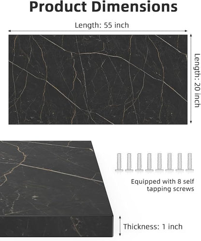 Universal 55 x 20 One-Piece Solid Wood Table Top, 1" Thick Desktop for Stand Up Height Adjustable Desk Frames, Home Office Tabletop, Countertop DIY