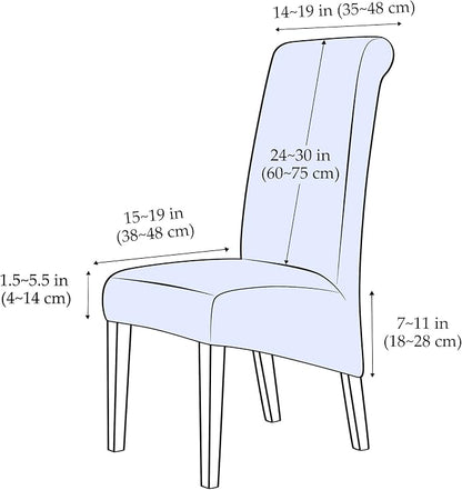 Deisy Dee Stretch XL/Oversized Extra Large Velvet Dining Room Chair Covers for Kitchen Dining，Removable Washable Chair Protectors Slipcovers (Grey, 4)