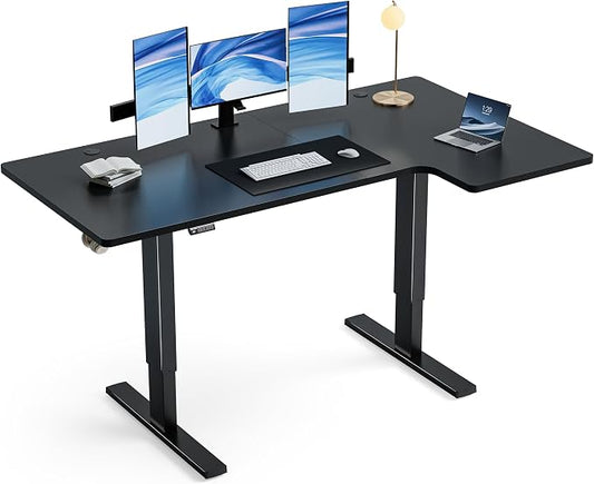 Realbear 71 Inch Electric L Shaped Standing Desk, Height Adjustable Standing Corner Desk with 3 Memory Presets, Ergonomic Workstation Office Desk for Home/Office (Black, 71 Inch)