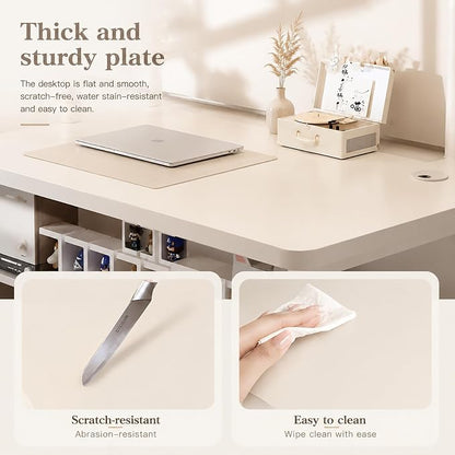Small Computer Desk with Bookshelf, 39.4 Inch Writing Desk White | Storage Bookshelf Design; Space Saving Desk for Small Apartment; Home Office, Bedroom & Study Use; Compact Writing Table