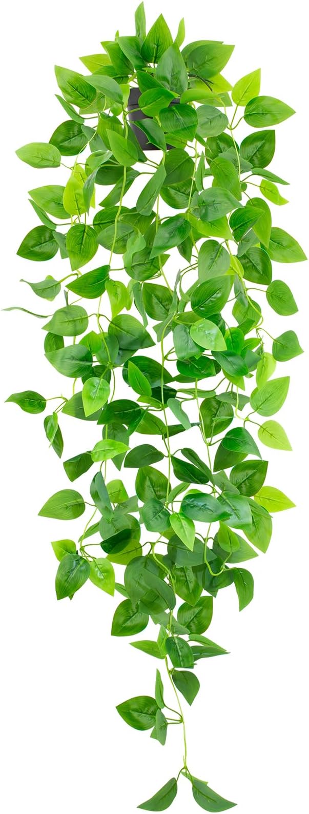 Artificial Hanging Plants with Black Pot, 39.37" Faux Pothos Trailing Vines, Potted Fake Greenery Indoor for Home Bathroom Bedroom Wall Shelf Decor