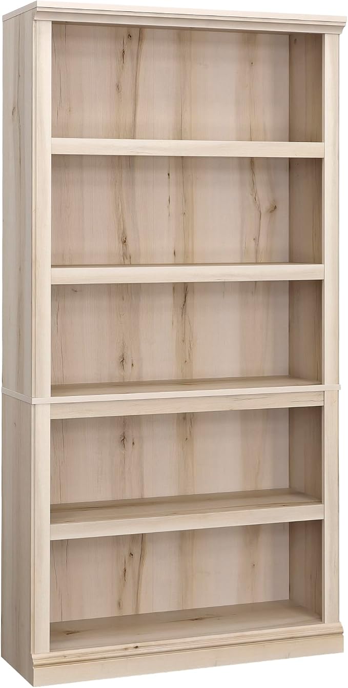 Sauder 5 Tier Book Shelf Wooden Bookcase Multipurpose Bookshelf for Home Office, Living Room, in Pacific Maple