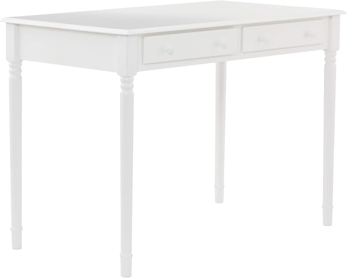 SEI Furniture - Writing 2-drawer Desk- Crisp White - Transitional Design, White Finish - Ideal for Home Office, Bedroom (HO8800)