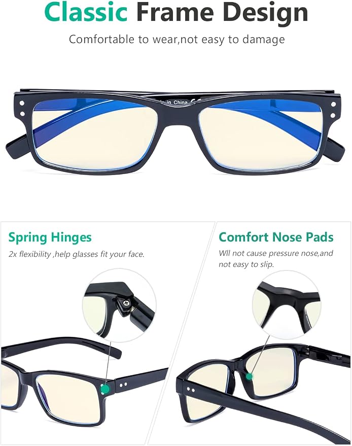 Eyekepper 7-pack Reading Glasses Blue Light Blocking for Men +1.25