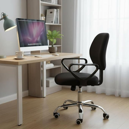MIFXIN Computer Office Chair Covers Stretch Slipcovers 2 Piece Soft Elastic Washable Non-Slip Desk Chair Seat Cover & Backrest Cover, Only 2Pcs Chair Covers, NO Chair Included (Black)