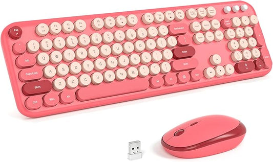 Dilter Wireless Keyboard Mouse Combo, Typewriter Full Size Keyboard with Number Pad and 2 in 1 USB Connected Mouse for Windows 7/8/10, Laptop, Desktop, PC, Computer