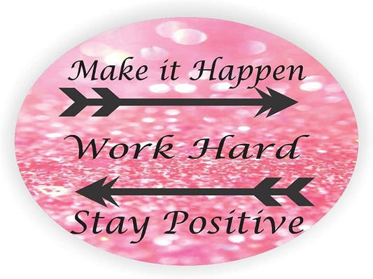 Sam Sandor - Make it Happen - Work Hard Stay Positive Pink - Round Mouse Pads, Mousepads, Mouse Mats