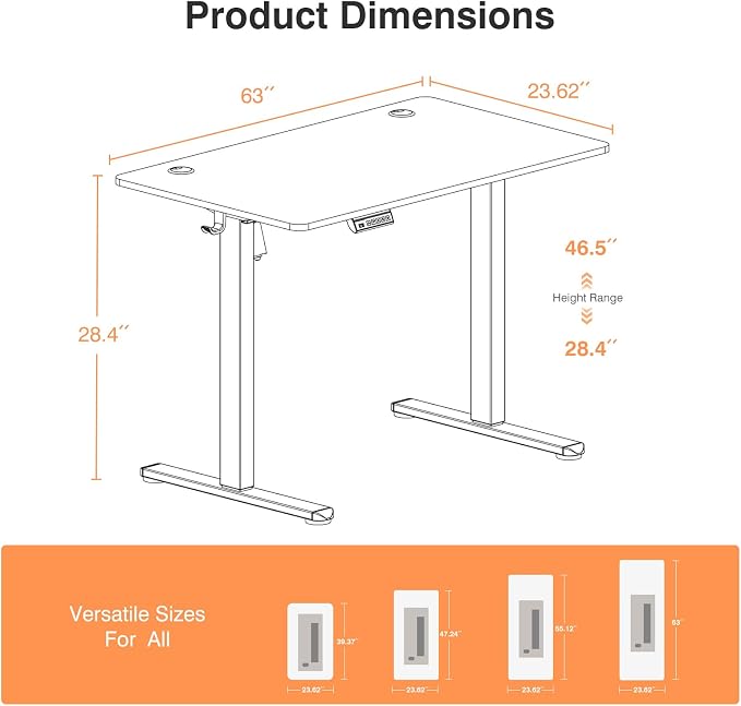 Sweetcrispy 63 Inch Electric Standing Desk, Height Adjustable Sit Stand Up Desk, Computer Workstation Home Office Gaming Rising Table with Memory Preset Splice Board, Rustic Brown