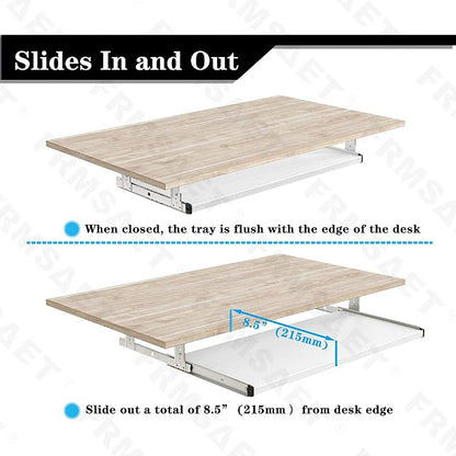 FRMSAET Furniture Accessories Office Product Suits Hardware 20/24/30 inches Keyboard Drawer Tray Wood Holder Under Desk Adjustable Height Platform. (30 inches, White)