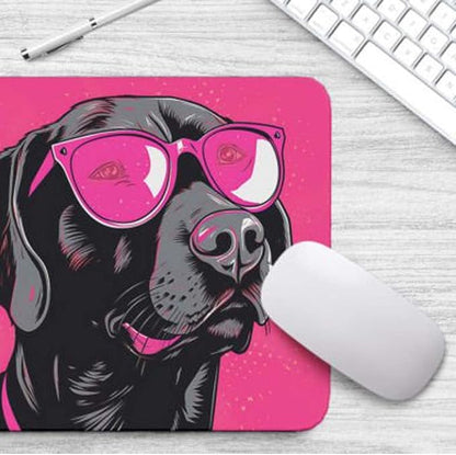 Pink Mousepad Glamour Dog Labrador Retriever Mouse Pad for Home Office Gaming Working Desk Computer Desktop Accessories Non-Slip Rubber Mousepad for Dog Lovers