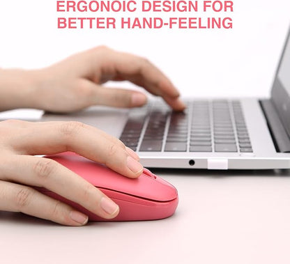 Rii Wireless Mouse RM700 2.4G Silent Mouse with USB Nano Receiver for Laptop,PC,Mac,Chromebook,Windows (Pink)