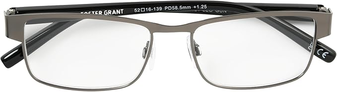 Foster Grant Men's Leo Square Reading Glasses