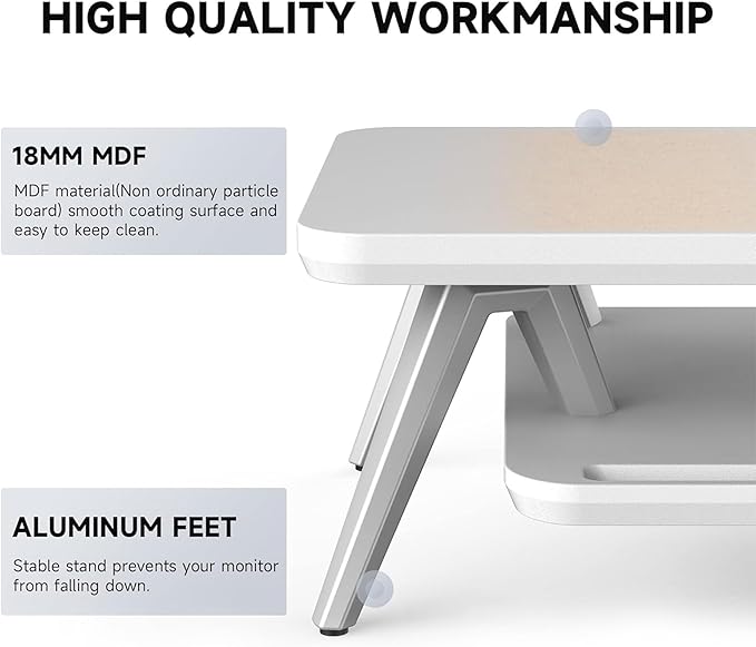 Fenge Dual Monitor Stand, Monitor Riser for 2 Monitors with Adjustable Laptop Riser , 42.5 Inch Desk Shelf for Top of Desk with Phone Holder& Headphone Stand