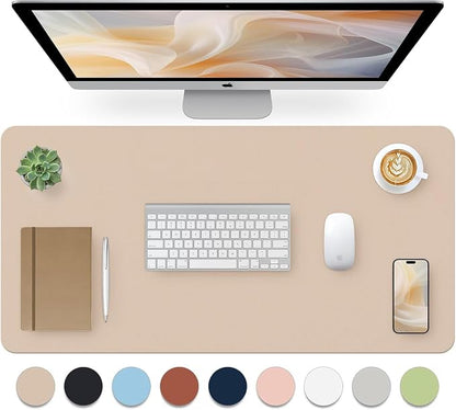Bloss Beige Desk Mat 23.6" x 13.8", Desk Matt for Desktop, Large Leather Mouse Pad Waterproof, Computer Mat for Office Work/Home/Decor/Protector