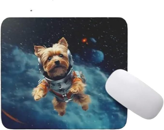 Mouse Pad Astronaut Dog in Space Mouse Pad Puppy floating in Space for Home Office Work Desk Computer Desktop Laptop for Dog Lovers (Yorkshire Terrier)