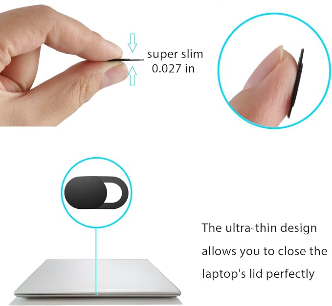 ZUCUCUC Laptop Camera Cover Slide, Camera Cover Slide, 6 Pack Ultra Thin Webcam Cover Slide for Laptop, Tablet, Desktop, PC, Smartphone, Protect Your Privacy and Security(Black)