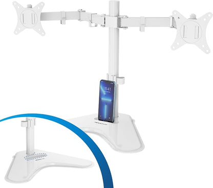 Mount-It! Dual Monitor Desk Stand Mount for 2 Screens VESA 75x75 & 100x100 | For Monitors up to 32”, Height Adjustable with Tilt, Swivel & Rotation