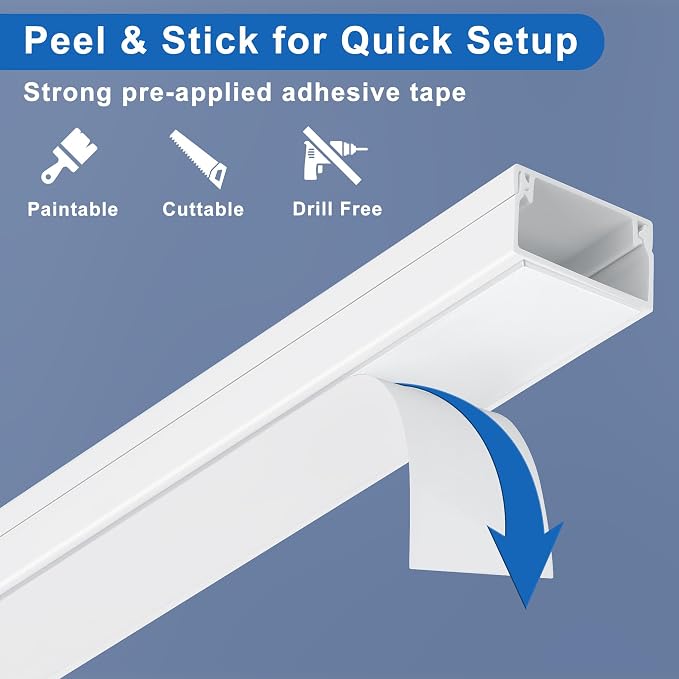ZhiYo Cord Hider Kit, Cord Covers for Wires on Wall, Self-Adhesive Cable Raceway, TV Cord Hider for Wall Mounted TV, Paintable Cable Management Cover Kit, 7X L14in x W0.95in x H0.55in, White