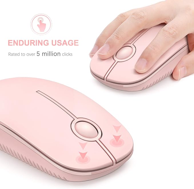 VssoPlor Wireless Mouse, 2.4G Slim Portable Computer Laptop Mouse with Nano Receiver Quiet Silent Optical Mice for Notebook, PC, Laptop, Computer-Pure Pink